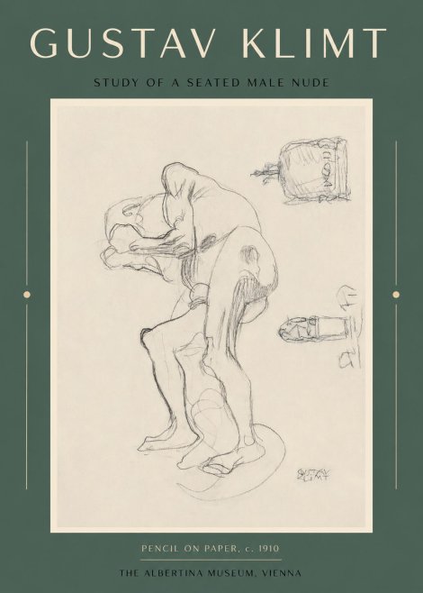 Klimt Study of a Seated Male Nude No2 - Poszter