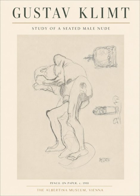 Klimt Study of a Seated Male Nude No3 - Poszter