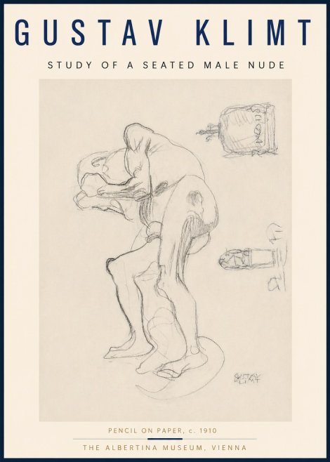 Klimt Study of a Seated Male Nude No4 - Poszter