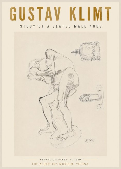 Klimt Study of a Seated Male Nude No5 - Poszter