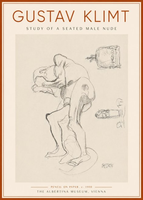Klimt Study of a Seated Male Nude No6 - Poszter