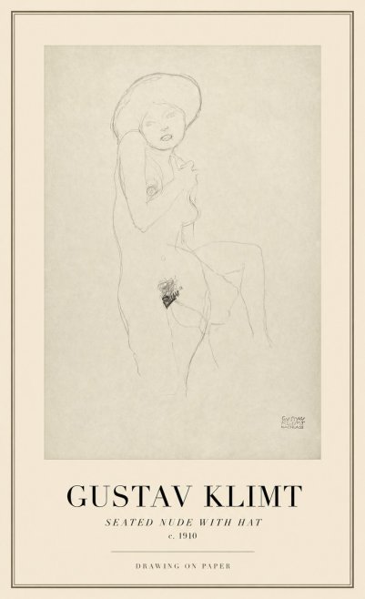 Klimt Seated Nude with Hat No1 - Poszter