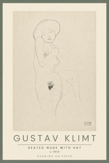 Klimt Seated Nude with Hat No2 - Poszter