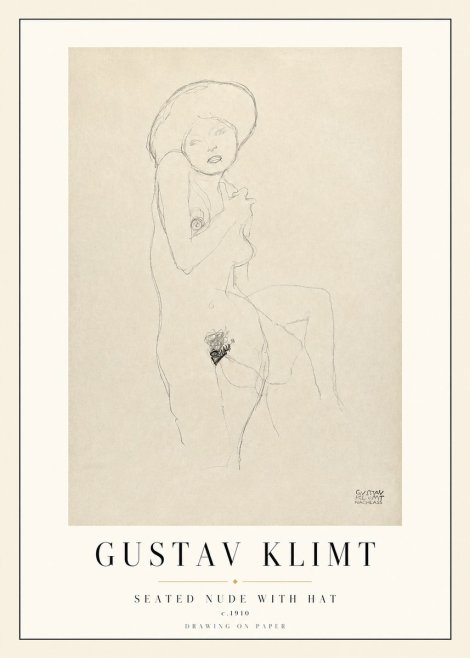 Klimt Seated Nude with Hat No3 - Poszter