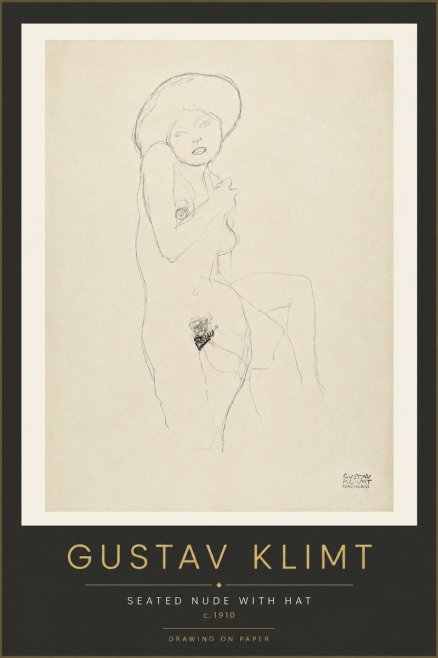 Klimt Seated Nude with Hat No4 - Poszter