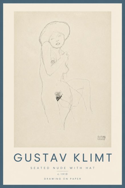 Klimt Seated Nude with Hat No5 - Poszter