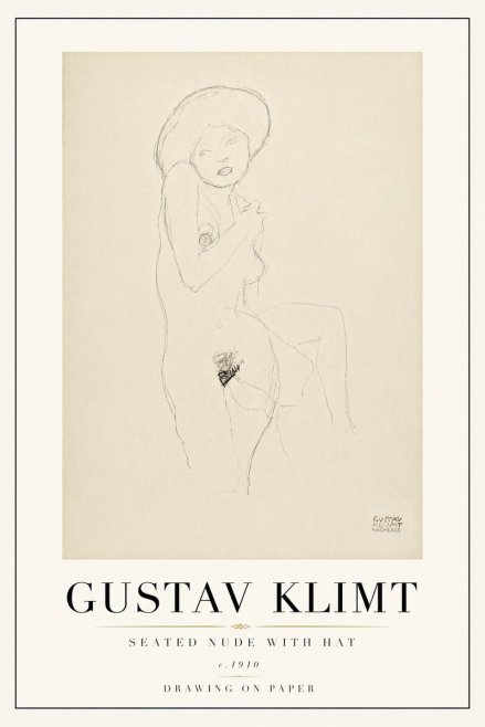 Klimt Seated Nude with Hat No6 - Poszter