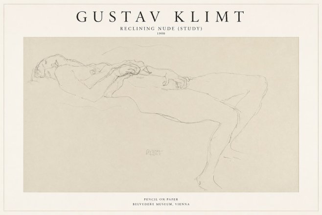 Klimt Reclining Nude (Study) No1 - Poszter