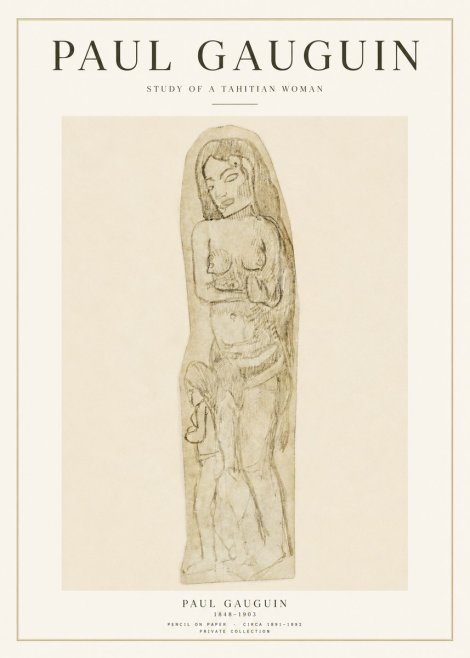 Paul Gauguin Study of a Tahitian Woman II No1 - Poszter