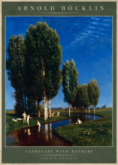 Arnold Böcklin Landscape with Bathers No4 - Poszter