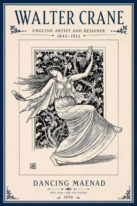 Walter Crane Dancing Maenad No6 - Poszter