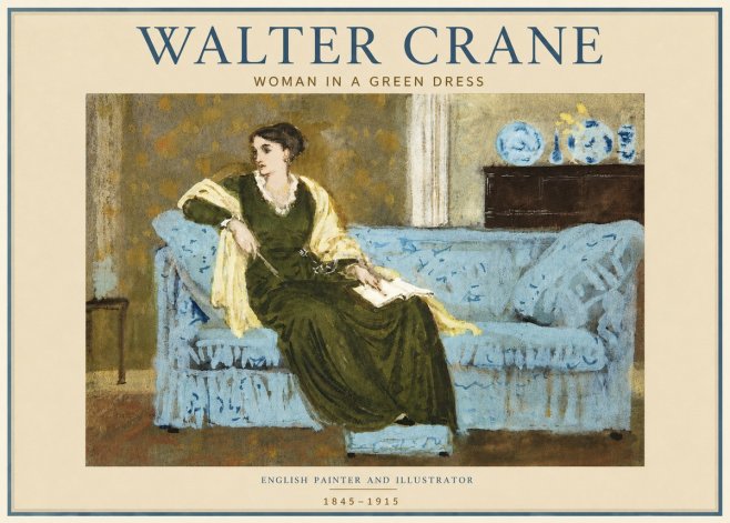 Walter Crane Woman in a Green Dress No3 - Poszter