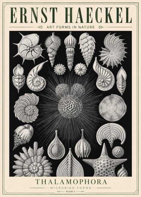 Ernst Haeckel Thalamophora - Microbian Forms - Plate 2 No5 - Poszter