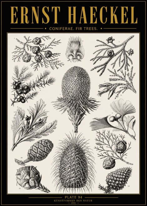 Ernst Haeckel Coniferae. Fir Trees. No5 - Poszter