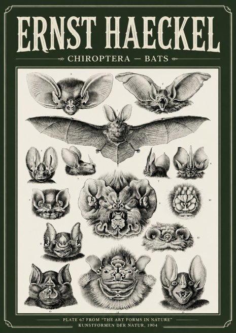 Ernst Haeckel Chiroptera Bats No6 - Poszter