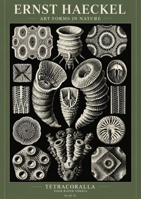 Ernst Haeckel Tetracoralla - Four-rayed Corals No6 - Poszter