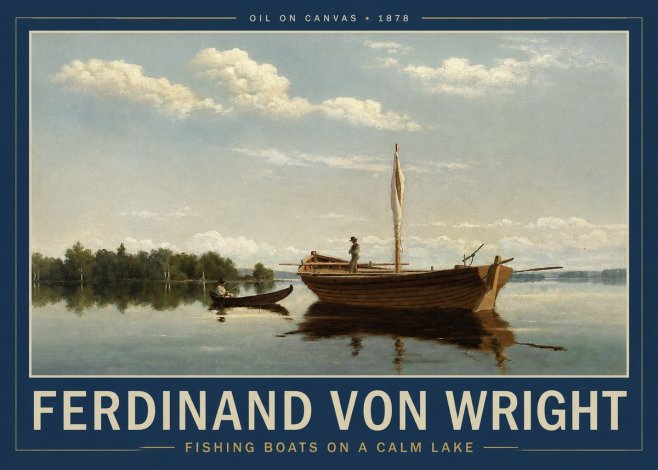 Ferdinand von Wright Fishing Boats on a Calm Lake. 1878. No2 - Poszter