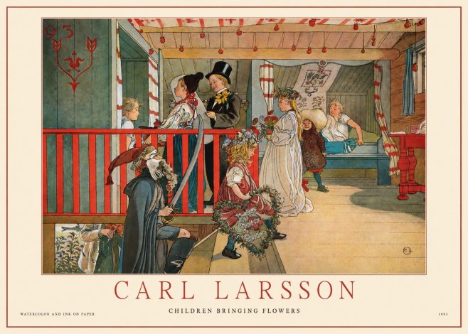 Carl Larsson Children Bringing Flowers No1 - Poszter