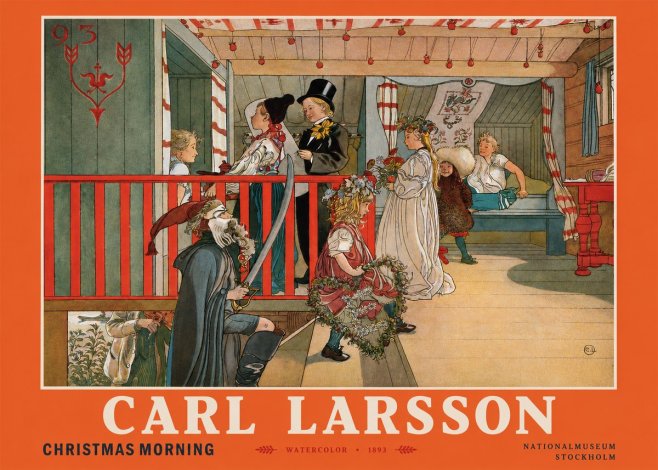 Carl Larsson Children Bringing Flowers No4 - Poszter