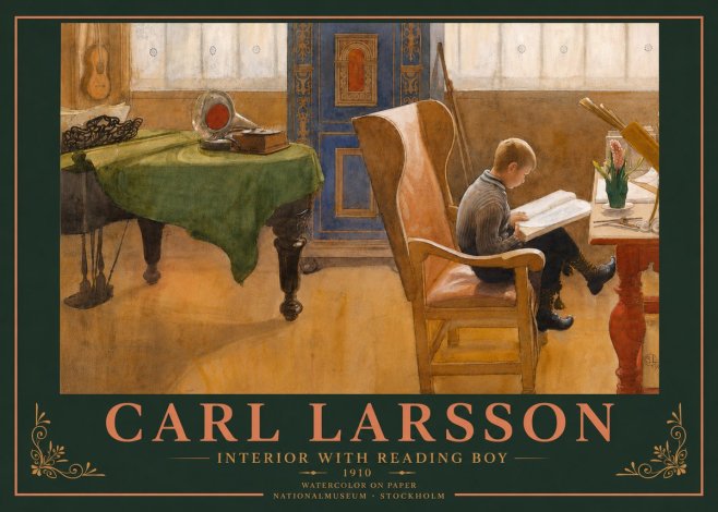Carl Larsson Interior with Reading Boy No5 - Poszter