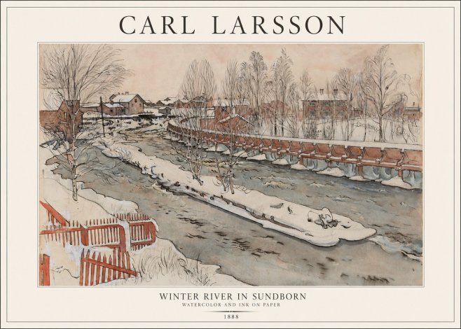 Carl Larsson Winter River in Sundborn No1 - Poszter