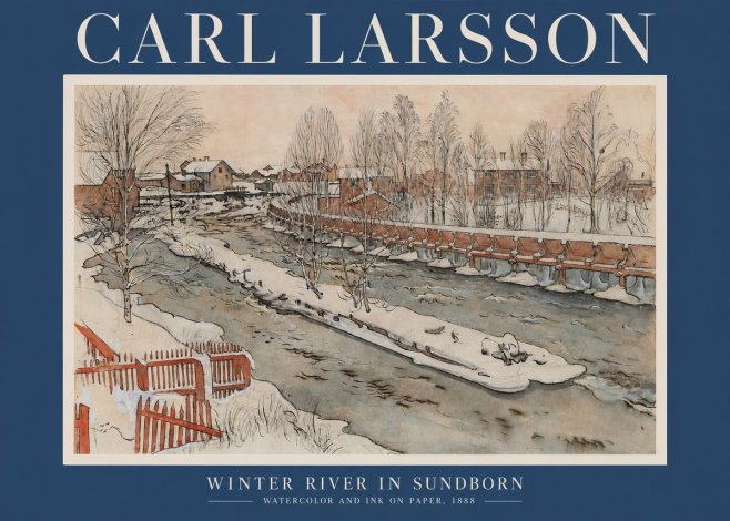 Carl Larsson Winter River in Sundborn No2 - Poszter