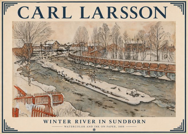 Carl Larsson Winter River in Sundborn No6 - Poszter