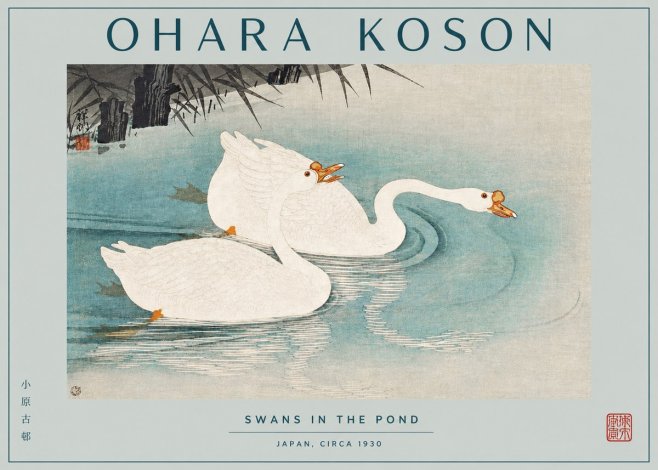 Ohara Koson Two Swans No3 - Poszter