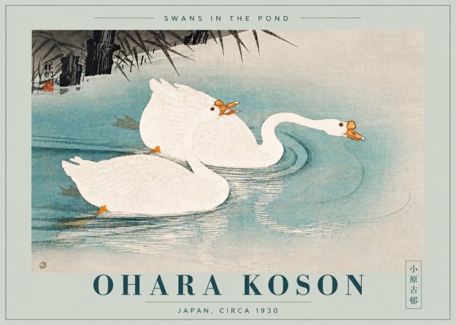 Ohara Koson Two Swans No6 - Poszter