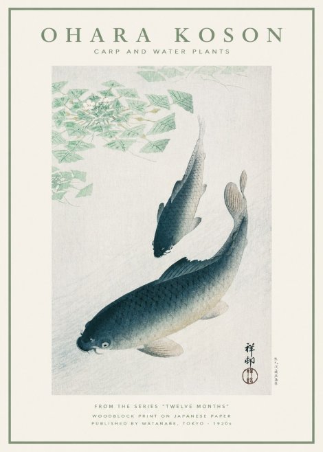 Ohara Koson Carp and Water Plants No1 - Poszter