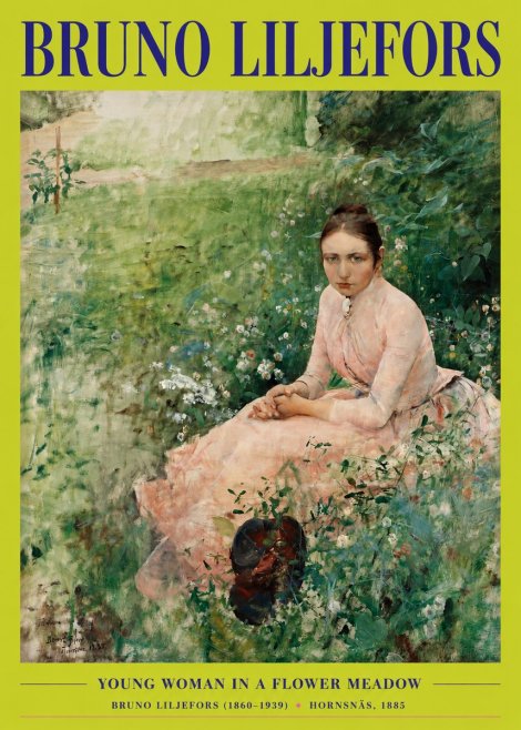 Bruno Liljefors Young Woman in a Flower Meadow No2 - Poszter