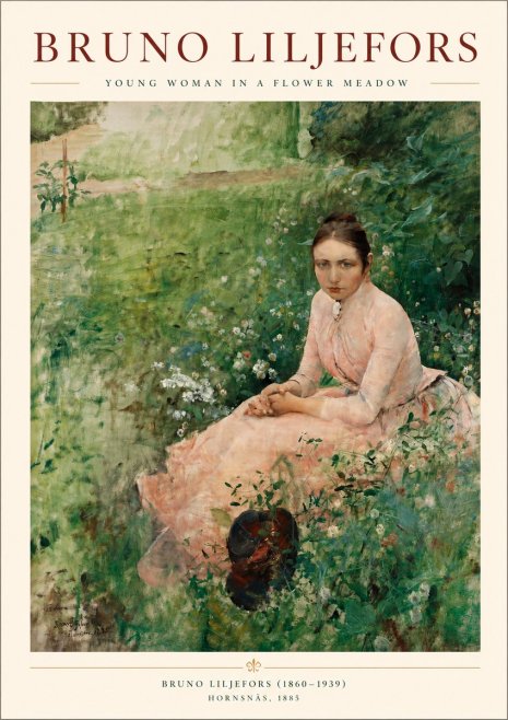 Bruno Liljefors Young Woman in a Flower Meadow No3 - Poszter