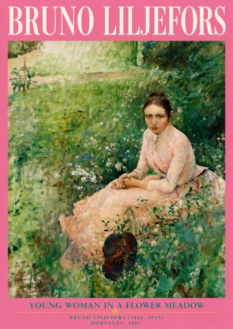 Bruno Liljefors Young Woman in a Flower Meadow No4 - Poszter