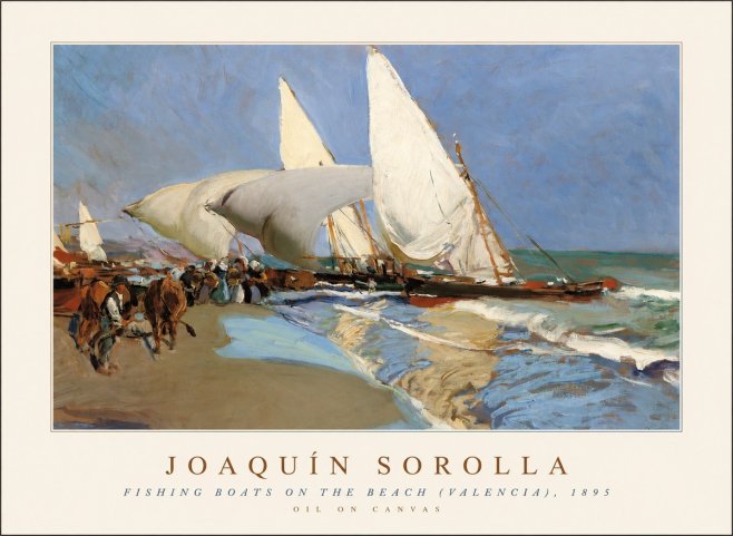 Sorolla Fishing Boats on the Beach (Valencia), 1895 No1 - Poszter