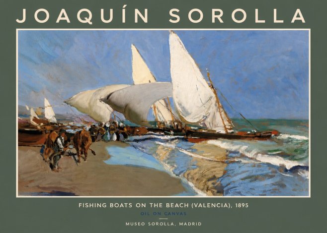 Sorolla Fishing Boats on the Beach (Valencia), 1895 No5 - Poszter