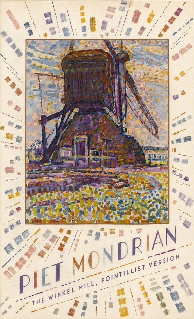 Piet Mondrian The Winkel Mill, Pointillist Version No4 - Poszter
