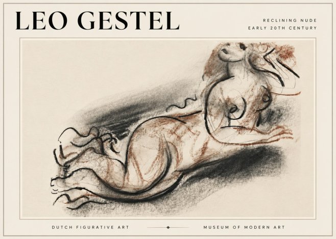 Leo Gestel Reclining Nude No6 - Poszter