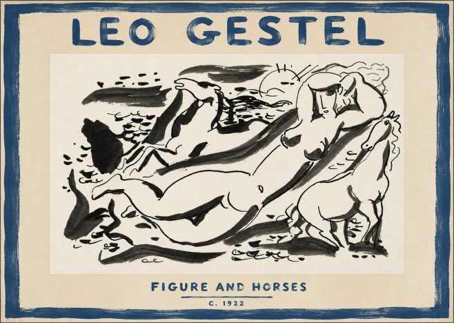 Leo Gestel Figure and Horses No5 - Poszter