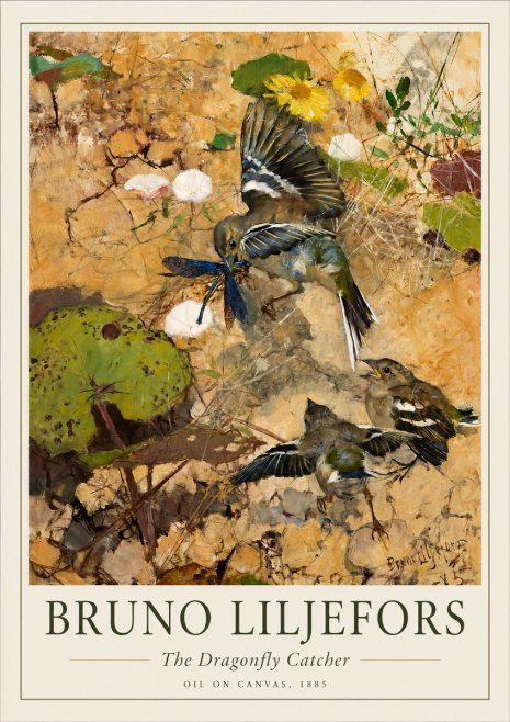 Bruno Liljefors Birds with Dragonfly No2 - Poszter