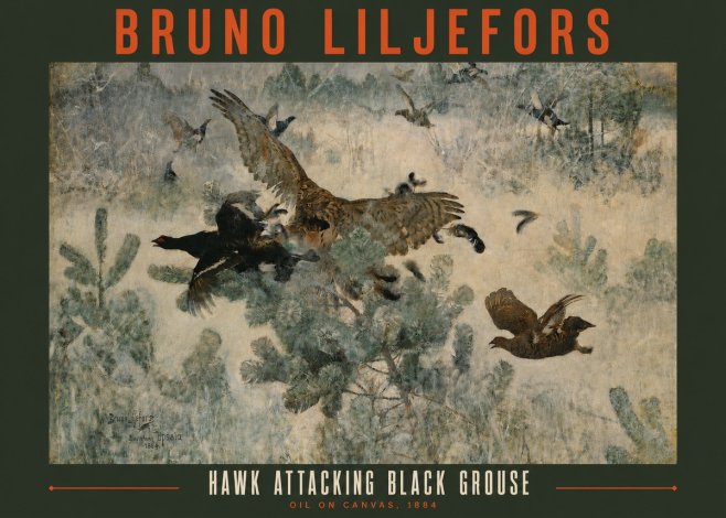 Bruno Liljefors Hawk Attacking Black Grouse No2 - Poszter