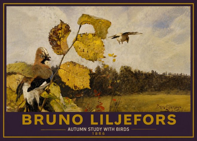 Bruno Liljefors Autumn Study with Birds No5 - Poszter