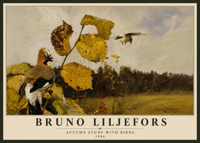 Bruno Liljefors Autumn Study with Birds No6 - Poszter
