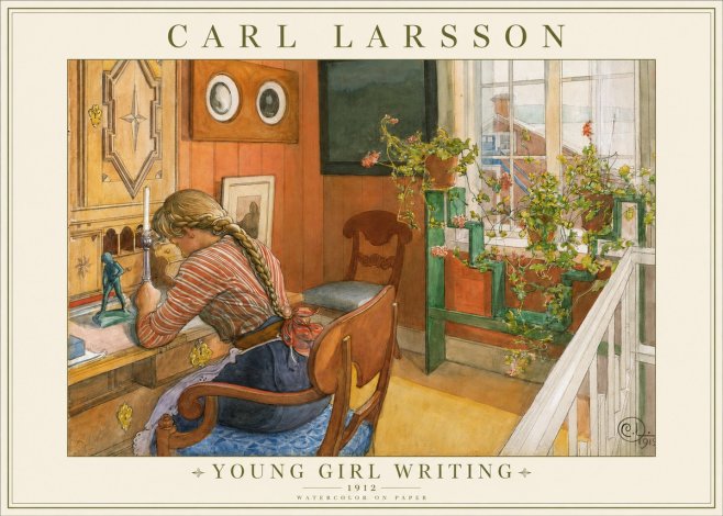 Carl Larsson Young Girl Writing No1 - Poszter