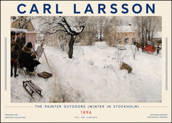 Carl Larsson The Painter Outdoors (Winter in Stockholm) No4 - Poszter