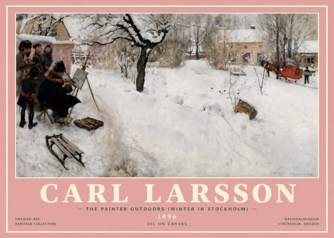 Carl Larsson The Painter Outdoors (Winter in Stockholm) No5 - Poszter