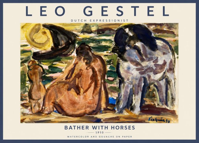 Leo Gestel Bather with Horses No4 - Poszter