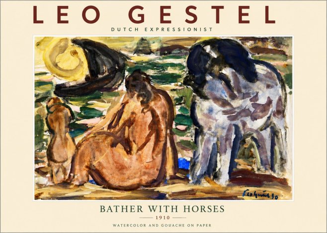 Leo Gestel Bather with Horses No5 - Poszter