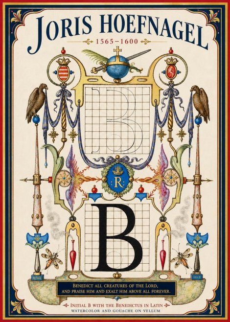 Joris Hoefnagel Initial B with the Benedictus in Latin No4 - Poszter
