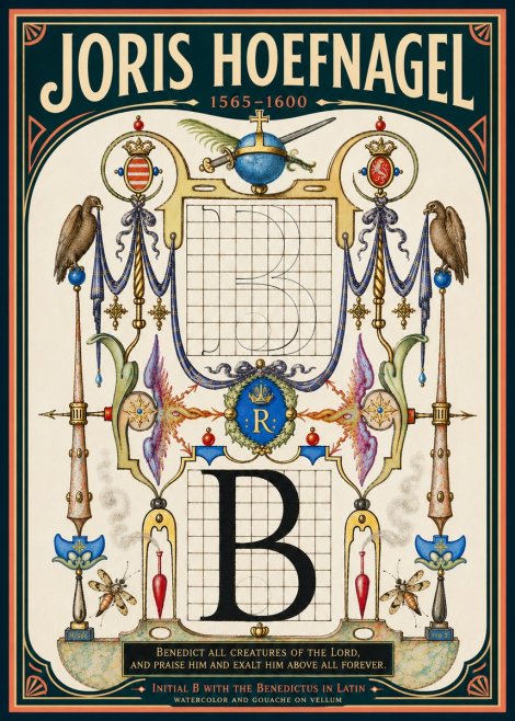 Joris Hoefnagel Initial B with the Benedictus in Latin No6 - Poszter