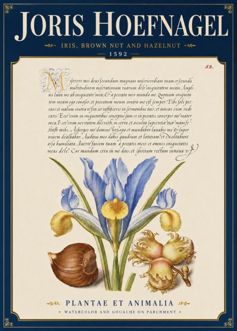 Joris Hoefnagel Iris, Brown Nut and Hazelnut No6 - Poszter